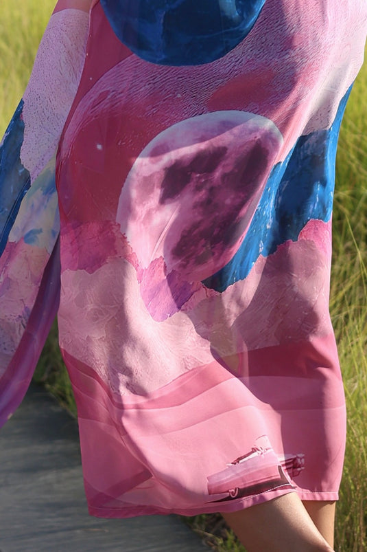 Pink Moons Long Kimono