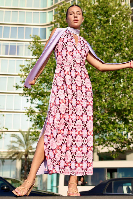 KALEIDOSCOPE FLOWERS HALTER DRESS