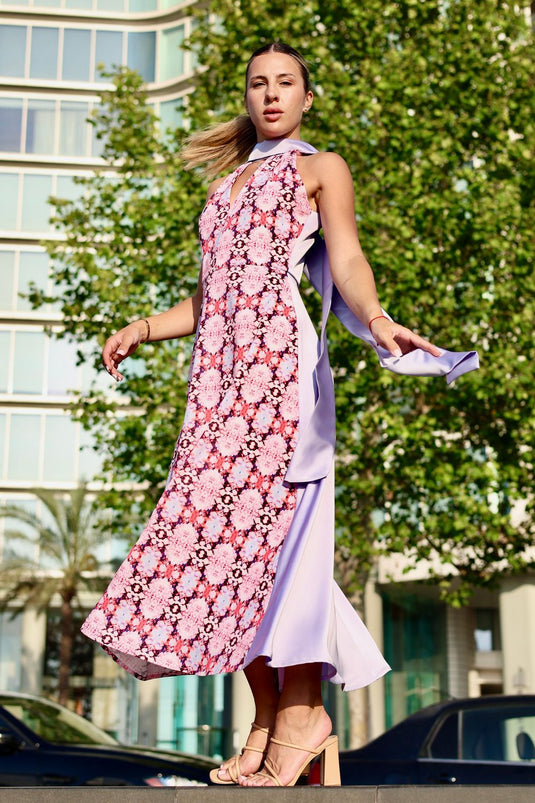 KALEIDOSCOPE FLOWERS HALTER DRESS