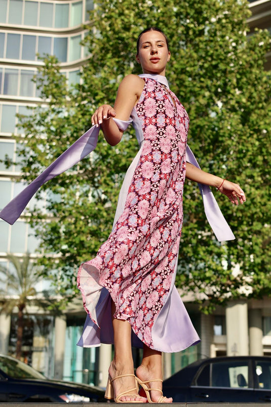 KALEIDOSCOPE FLOWERS HALTER DRESS