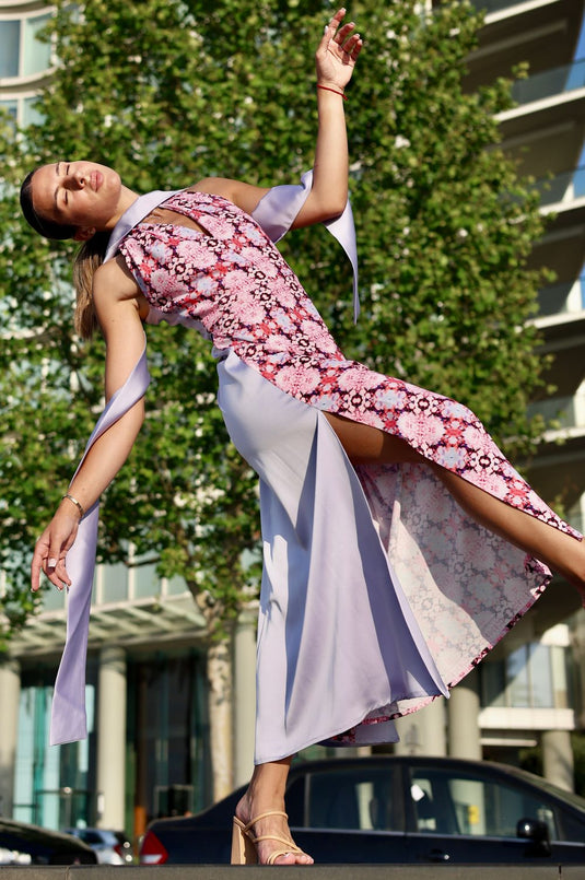 KALEIDOSCOPE FLOWERS HALTER DRESS