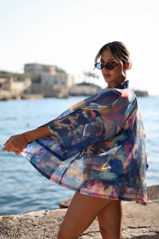 Sky Short Kimono