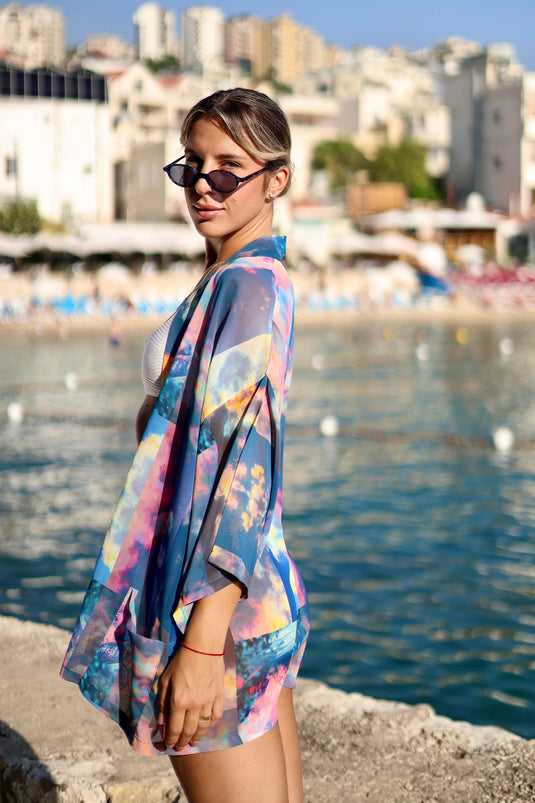 Sky Short Kimono