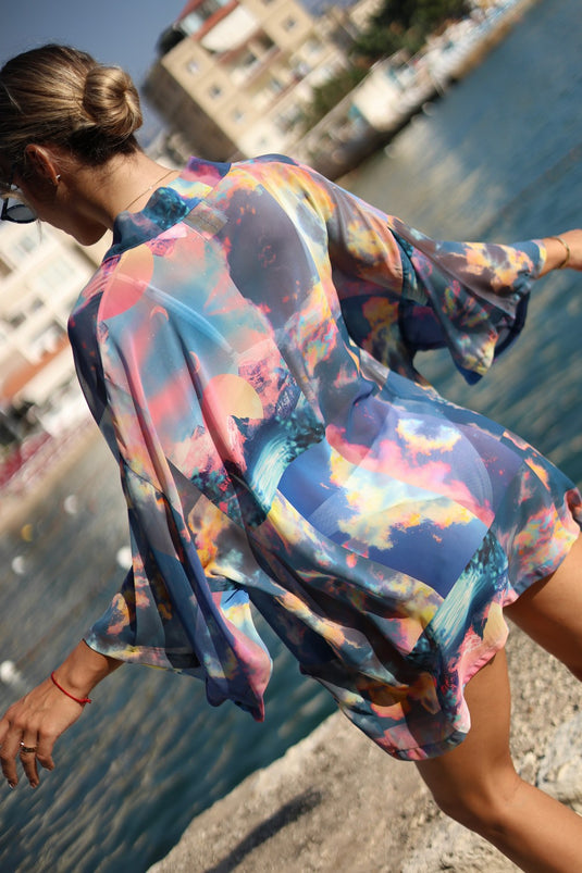 Sky Short Kimono