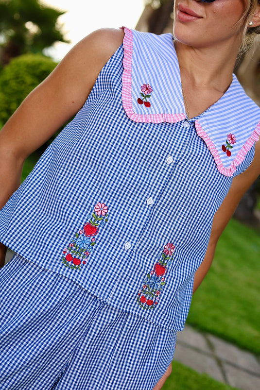 Cherry Heart Gingham Set