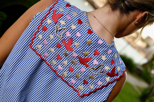 Lovebird In The Sky Set (Blue Gingham)