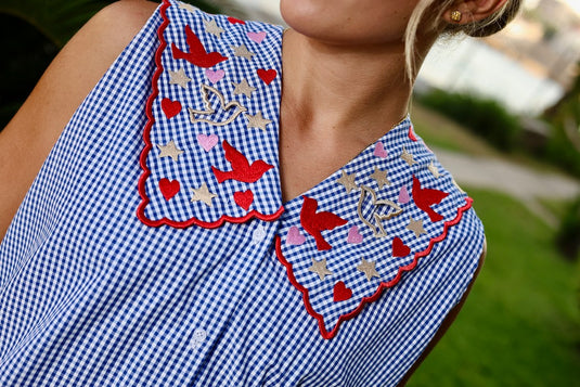 Lovebird In The Sky Set (Blue Gingham)