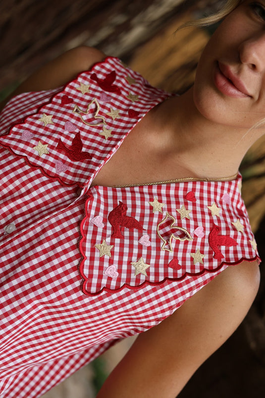 Lovebird In The Sky Set (Red Gingham)