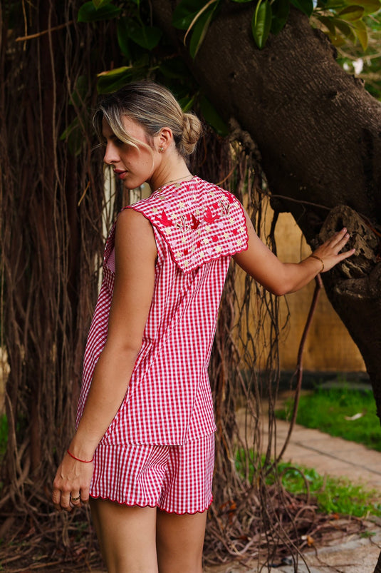 Lovebird In The Sky Set (Red Gingham)