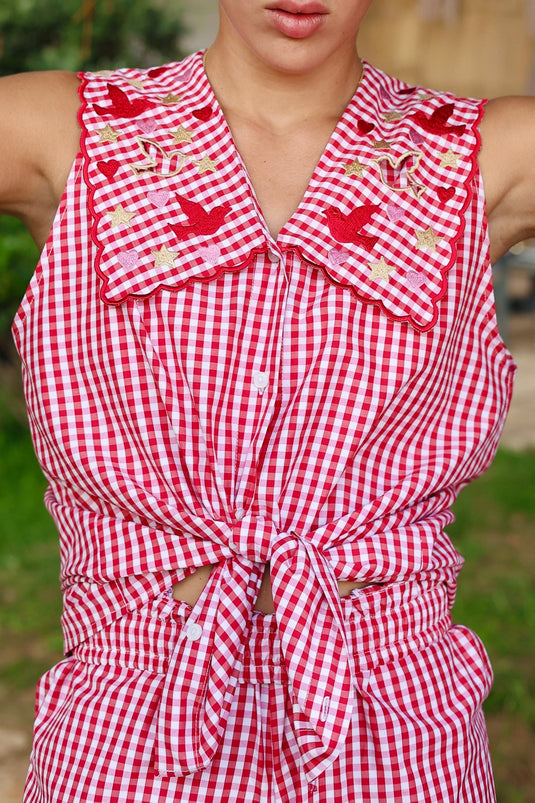 Lovebird In The Sky Set (Red Gingham)