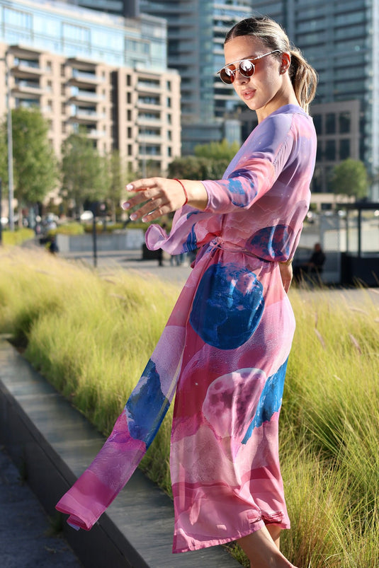 Pink Moons Long Kimono