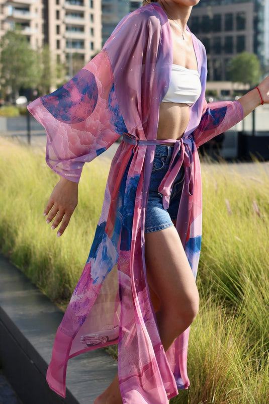 Pink Moons Long Kimono