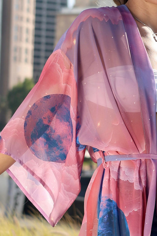 Pink Moons Long Kimono