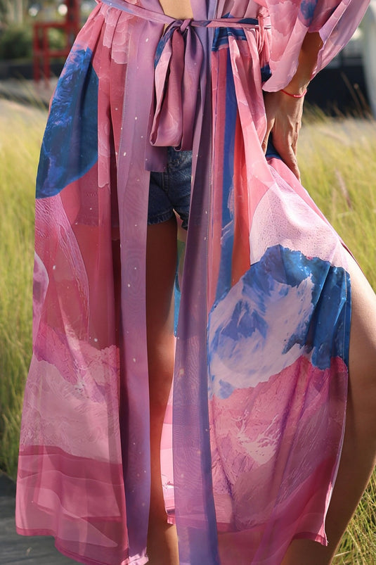 Pink Moons Long Kimono