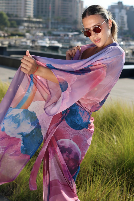 Pink Moons Long Kimono
