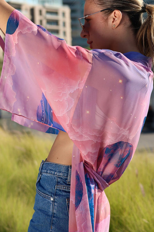 Pink Moons Long Kimono