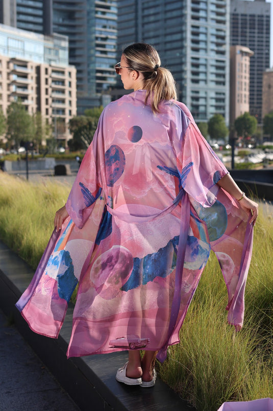 Pink Moons Long Kimono