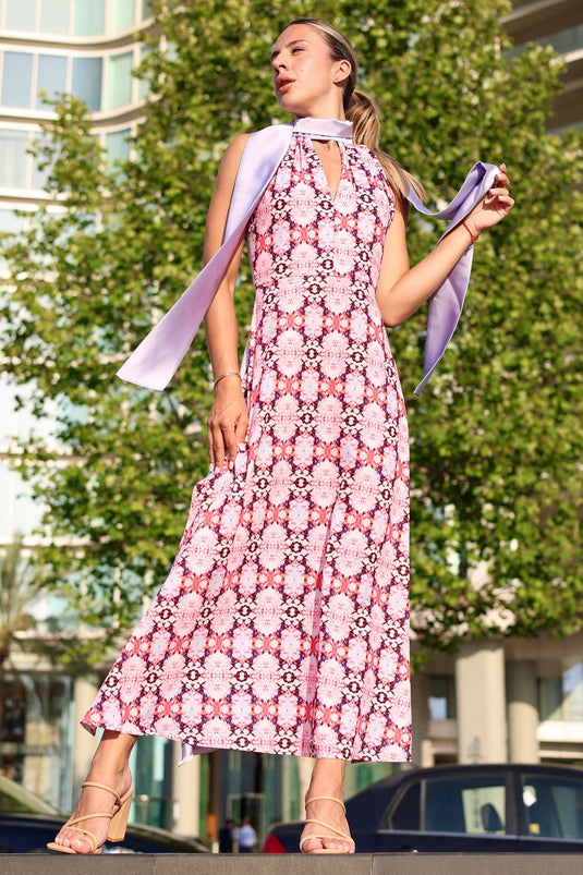 KALEIDOSCOPE FLOWERS HALTER DRESS