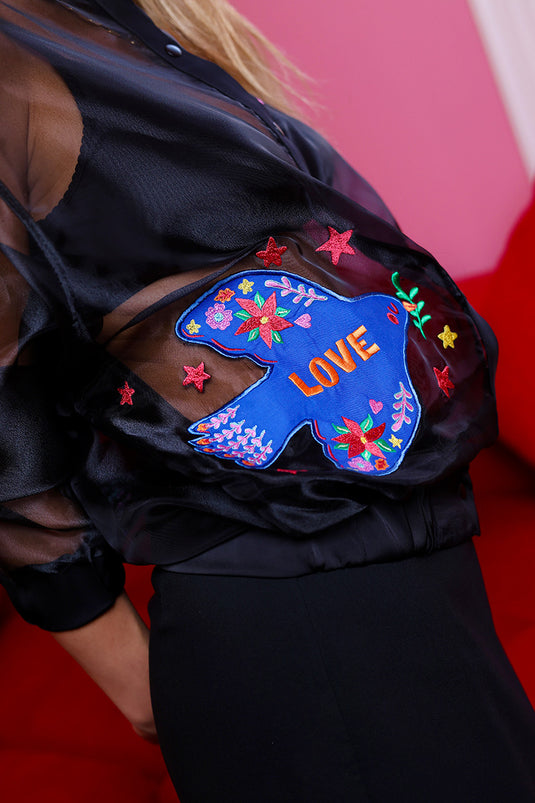 Peace and Love Sheer Bomber