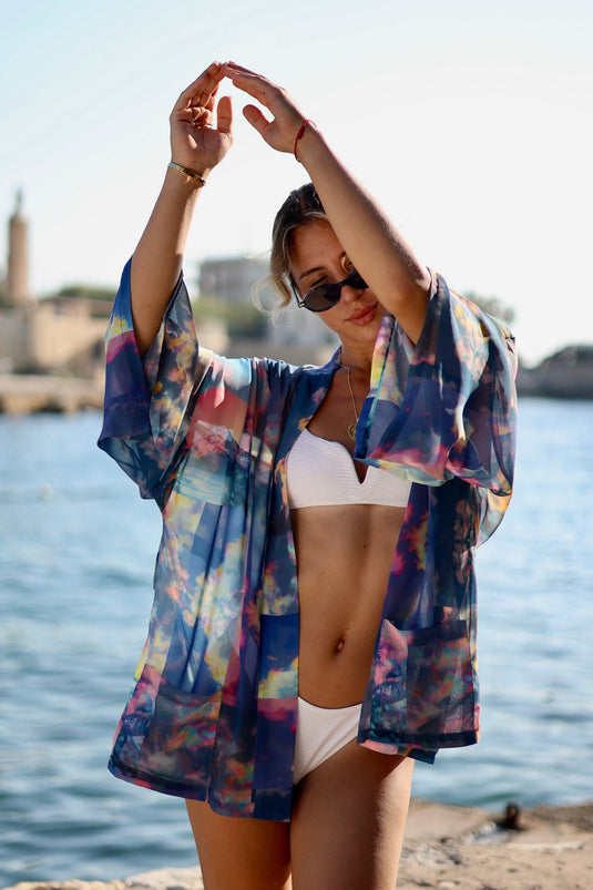 Sky Short Kimono
