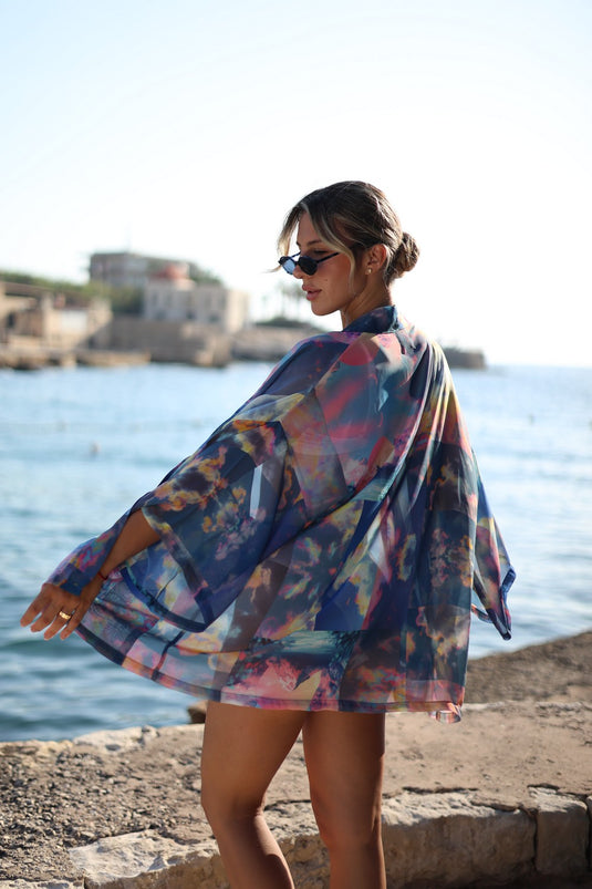 Sky Short Kimono
