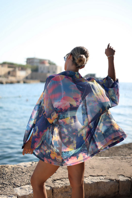 Sky Short Kimono