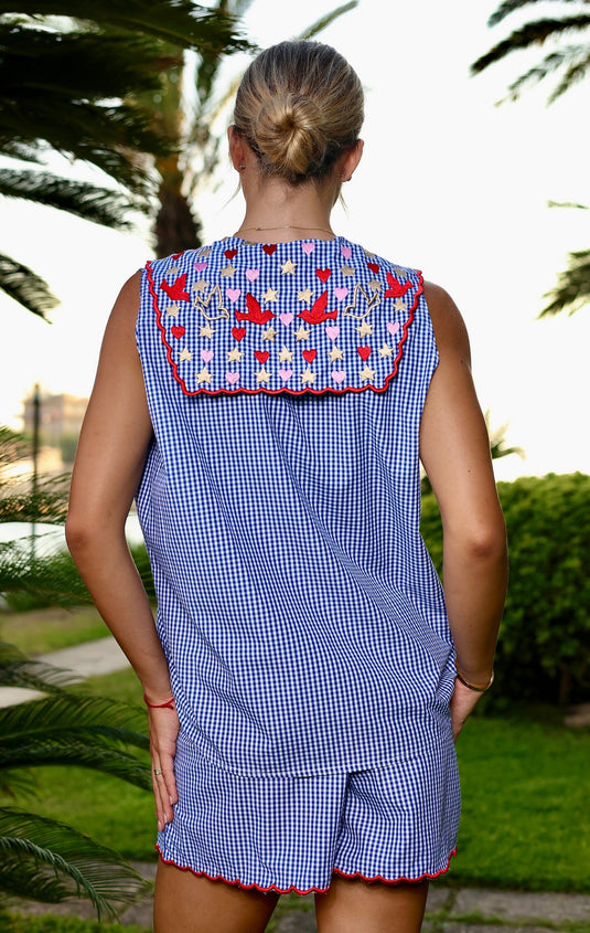 Lovebird In The Sky Set (Blue Gingham)